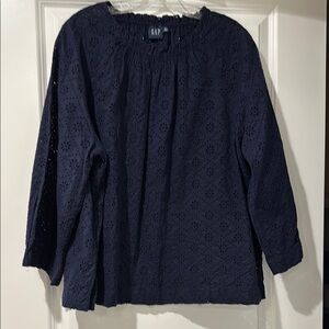 GAP Women's Navy Cotton Eyelet Top. Size XL. NWOT